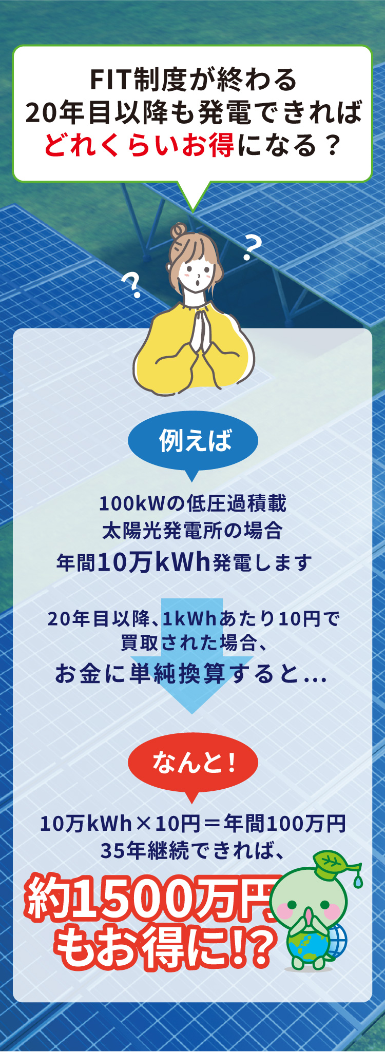 FIT制度が終わる20年目以降も発電できればどれくらいお得になる？